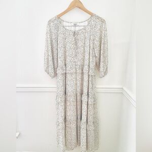 Carly Jean Los Angeles Cream Floral Long Sleeve Dress